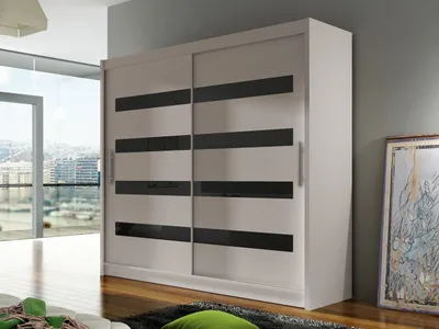 Obrázek produktu pro Moderní šatní skříň 180 cm FLORENCIO 11 - černá / kašmír