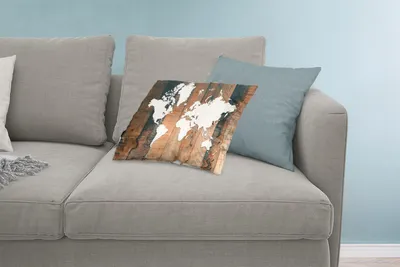 Produktbild von MuchoWow® Zierkissen Sofakissen Wohnzimmer Dekokissen 60x40 cm Weltkarte - Holz - Weiß - Kopfkissen - Polster mit Foto