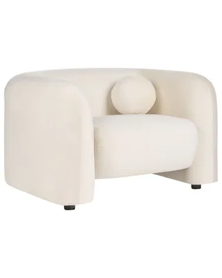 Zdjęcie produktu dla BELIANI Fotel beżowoszary welurowy w stylu glam retro z okrągłą poduchą fotel do salonu