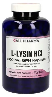 Obrázek produktu pro L-Lysin 500 mg Gph Capsules 360 kapslí