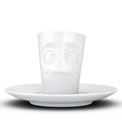Immagine prodotto di FIFTYEIGHT PRODUCTS T021301 FIFTYEIGHT Espresso Mug mit Henkel 80ml - Verdutzt weiß