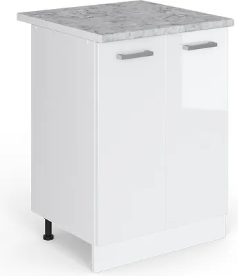 Zdjęcie produktu dla Vicco Szafka do bazy kuchni R-Line, 60 cm , BP Marmur, Biały wysoki połysk/Biały