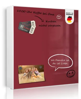 Zdjęcie produktu dla Szklana szafka na klucze banjado, wymiary 30 x 30 cm, z 32 haczykami, z możliwością wykorzystania jako tablica magnetyczna, korpus biały, zawiasy po prawej stronie, buldog [SKGW1 0013]