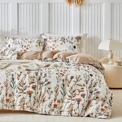 Productafbeelding van Omgoods - Floral Microfiber Bedlinnen Set 240 x 220 cm met Rits