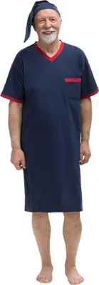 Immagine prodotto di Camicia da notte Martel Sylwester da uomo con maniche corte e berretto da notte in blu