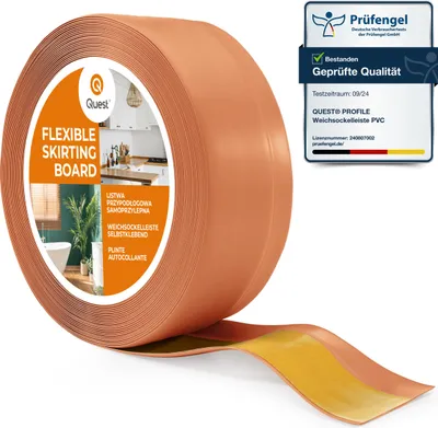 Produktbild von Sockelleiste Selbstklebend 50x20 mm Kunststoff, Knickleiste für Wand Boden, Flexibel Dekorativ UV-beständig, ziegelstein, 10 m | QUEST