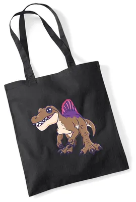 Produktbild von Huuraa Jutebeutel Spinosaurus Dinosaurier 10 Liter Black Baumwolle Tasche Geschenkidee