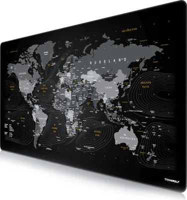 Produktbild von Titanwolf Gaming Mauspad, XXXL Speed Mousepad 1200 x 600 mm, Geschwindigkeit & Präzision, Weltkarte deutsch