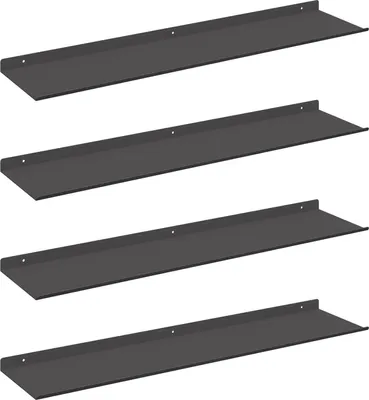 Image de Étagère flottante 4 pcs Noir 80 x 18 x 2,5 cm Acier