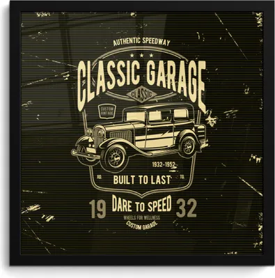 Produktbild von MuchoWow® MuchoWow® Gerahmtes Poster Mancave - Auto - Garage - Vintage 40x40 cm - Poster mit zchwarzem Bilderrahmen - Mit Rahmen - Wanddekoration Schlafzimmer