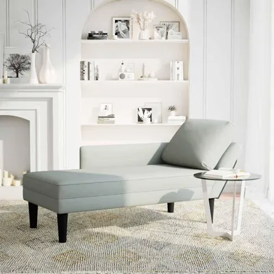 Produktbild von vidaXL Chaiselongue mit Kissen und Rechter Armlehne Hellgrau Samt