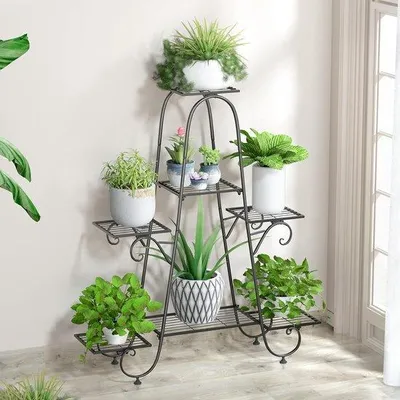 Image de Présentoir à fleurs à 7 étages en métal, 66 x 22 x 102 cm