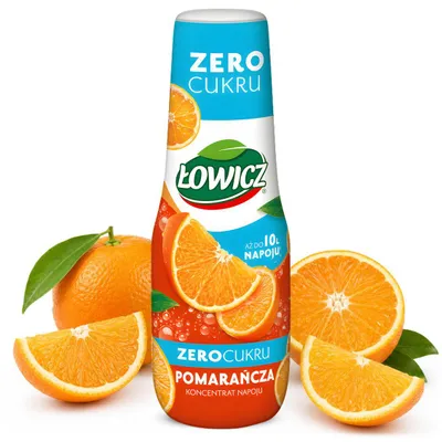 Produktbild von Łowicz Orange Zero Sugar Sirup 500 ml, zuckerfrei, Getränkesirup mit Orangengeschmack