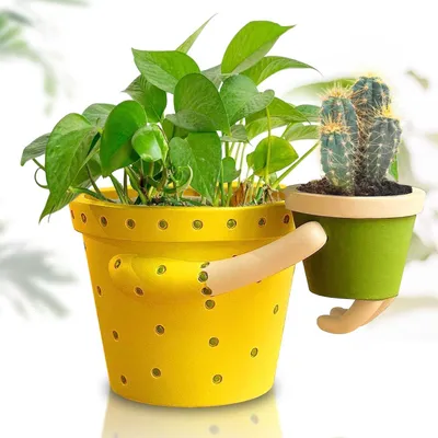 Image de Scuyari Mignon pot de plantes mère bébé design 13,2cm pot 6,9cm pot de cactus drainage