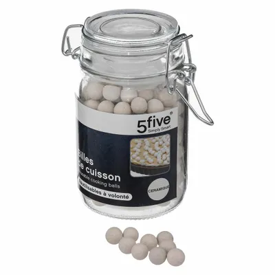 Immagine prodotto di 5five Simply Smart Backmurmeln im Glas, wiederverwendbare Backperlen, Keramik, Glas, Weiß, 119540