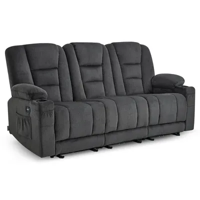 Produktbild von M MCombo Elektrisch 3 Sitzer Sofa mit Schlaffunktion, 3er Relaxsofa mit Taste 150° Verstellbar, Kinosessel mit Liegefunktion, 7009 (Grau)