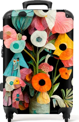 Produktbild von NoBoringSuitcases.com® Großer Koffer - Blumenstrauß - Vase - Blumen - Farben - Kombinationsschloss TSA - Hartschalen Trolley 4 Rollen - 72 liter - Reisekoffer - 66 cmKoffer Mittelgroß 67x43x25 cm, 72L,