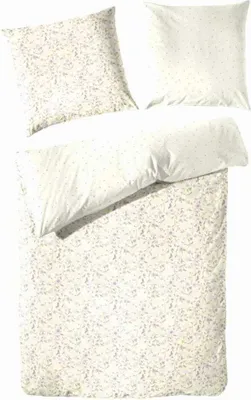 Produktbild von Hahn Renforcé Bettwäsche Renforce Gelb Blumen 100% Baumwolle Reißverschluss Bettbezug Kissenbezug Bettgarnitur Bettwäsche-Set 155x220 cm