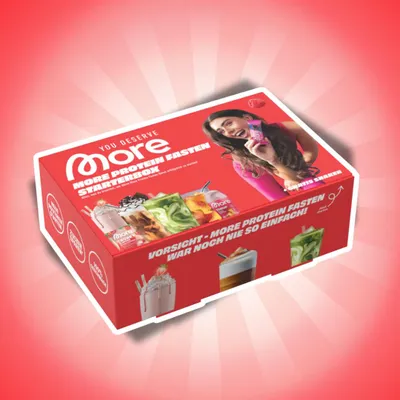 Produktbild von MORE MPF Box More Protein Fasten Starterbox mit 55 Proben | Protein Shakes, Mahlzeiten, Zerup, Chunky Flavour & Premium Shaker