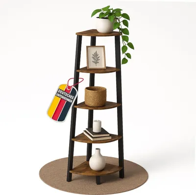 Produktbild von Mein-Regal 3-seitiges Eckregal Vintage Metallregal 5 Ebenen Braun