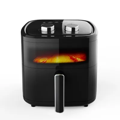 FORSMANO Digitale Heißluftfritteuse 6L mit Sichtfenster, 1350W Multikocher, Timer, Edelstahl, Doppelknopf, Temperaturregelung