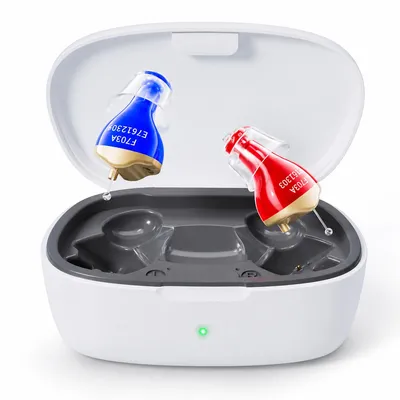 Produktbild von Wiederaufladbares Hörgerät für Senioren, Mini In-Ear Hörhilfe mit DSP Geräuschreduzierung, unsichtbarer Hörverstärker mit Ladebox für leichte bis mittlere Hörverluste