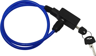 Produktbild von Leichtes kompaktes Spiralschloss mit Schlüssel für Fahrräder, 65 cm, Blau