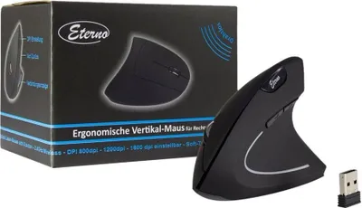 Obrázok produktu pre Inter-Tech KM-206R, Všestranný, Vertikálny dizajn, Optický, RF Wireless, 1600 DPI, Čierna