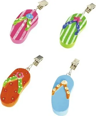 Produktbild von Tischtuchbeschwerer Flip Flop 4 Stück grün orange rosa 13x13 cm