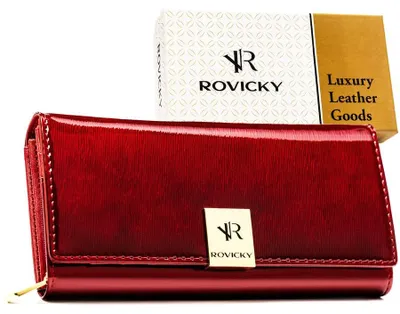 Obrázek produktu pro Rovicky dámská kožená peněženka červená RFID 18,5 cm