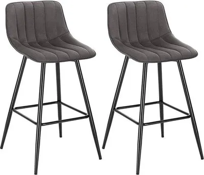Produktbild von Barhocker Deluxe Set - Industrie - Dunkelgrau - 2er Set - Barhocker mit Rückenlehne - Küchenhocker - Velvet