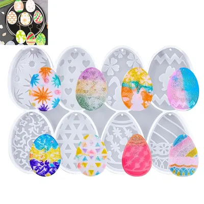 Produktbild von Silikon Gießformen Ostern, Epoxidharz Formen Set, Osterei & Hasenei Silikonform für Schlüsselanhänger & Kerzen DIY