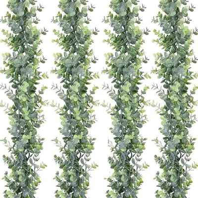 Produktbild von Kunst Eukalyptus Girlande Grün Handgemacht 4-teilig