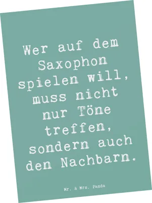Produktbild von Mr. & Mrs. Panda Grußkarte Spruch Saxophon Spieler - Meeresbrise - Geschenk, Postkarte, Musikinstrumente, Blues, Musikgeschichte, einzelkarte, Instrument, Musiker, Lernen