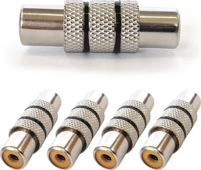 Produktbild von 4x Cinch Kupplung Metall Schwarz Audio Adapter Verbinder RCA Buchse Stereo Mono