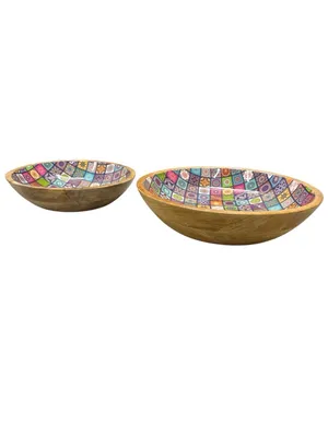 Produktbild von Witzgall 8022-01 HOLZSCHALEN RUND MIT MOTIV BUNT 2er Set