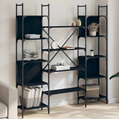 Image de Bibliothèque Exclusive - Noire - 155,5 x 24 x 166,5 cm - En panneaux de particules