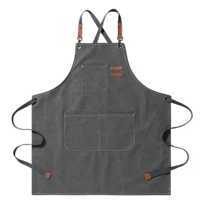 Produktbild von Kochschürze Herren Damen, Grillschürze Küchenschürze mit 2 Taschen, Grau