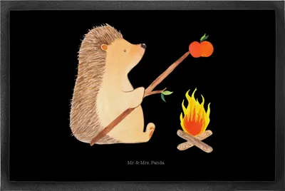 Produktbild von Mr. & Mrs. Panda Schmutzfangmatte Igel Grillen 50 x 75 cm - Schwarz - Geschenk, Fussmatte, Schmutzfänger, Lustige Sprüche, Spruch, Gummimatte, Ziele, Bodenvorleger