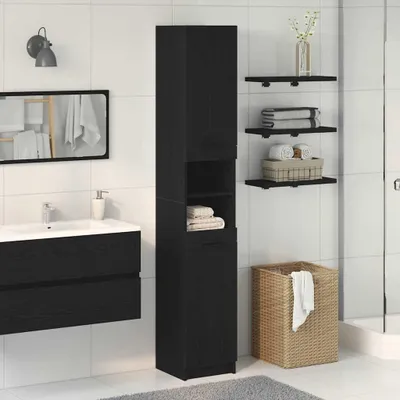 Produktbild von vidaXL Badezimmerschrank Schwarz Eichen-Optik 32 x 34 x 188,5 cm