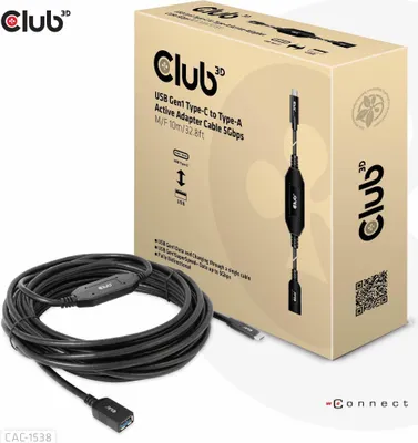 Produktbild von Club3D Kabel USB 3.2 Typ C <> USB Typ A 5Gbps St/Bu 10m