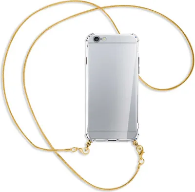 Produktbild von Handykette Backcover-Schutzhülle mit Band (Metall goldfarben) für Apple iPhone 6 / 6S - goldfarbene Kette Snake