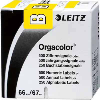 Produktbild von Leitz Buchstabensignal Orgacolor® Orgacolor Registratursysteme B selbstklebend Kunstdruckpapier gelb