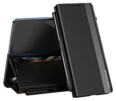 Obrázek produktu pro Pro Samsung Galaxy Z Fold7 5G Design Galvanizovaný flipový koženkový ochranný kryt Black