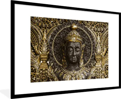 Produktbild von MuchoWow® MuchoWow® Gerahmtes Poster Buddha - Gesicht - Steine 90x60 cm - Poster mit zchwarzem Bilderrahmen - Wanddekoration - Fotos