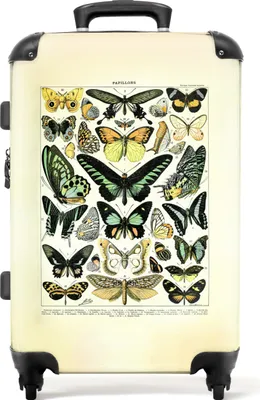 Produktbild von NoBoringSuitcases.com® Großer Koffer - Schmetterling - Natur - Vintage - Tiere - Illustration - Kombinationsschloss TSA - Hartschalen Trolley 4 Rollen - 72 liter - Reisekoffer - 66 cmKoffer Mittelgroß 67x43x25 cm, 72L,