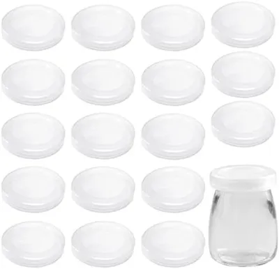 Produktbild von PolkaHome® 20 transparente Joghurtbecherdeckel – luftdicht, wiederverwendbar, 6 cm Durchmesser