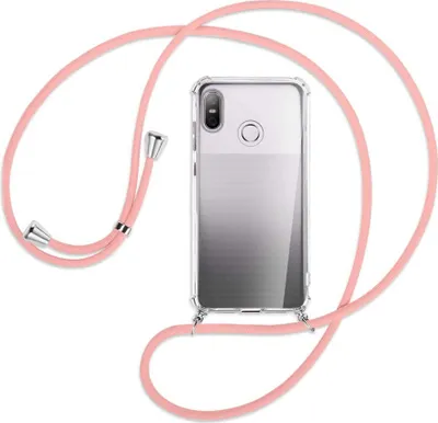 Produktbild von Handykette Backcover-Schutzhülle mit Band (Metall silberfarben) für HTC U12 life - rosa
