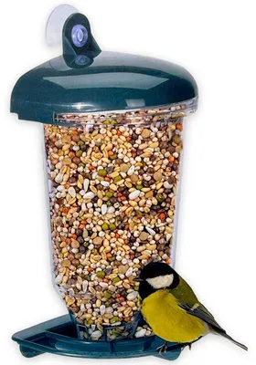 Productafbeelding van Vogelhuis voor wilde vogels, transparant - Voerstation voor wilde vogels - Met klemmen - Weerbestendig - Ø 14 x 22 cm - Eenvoudig te bevestigen