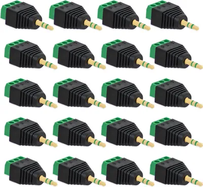 Produktbild von 20x Klinken Stecker 3,5 mm Adapter > Terminal Block 3-Pin Schraub Klemmen Vergoldet